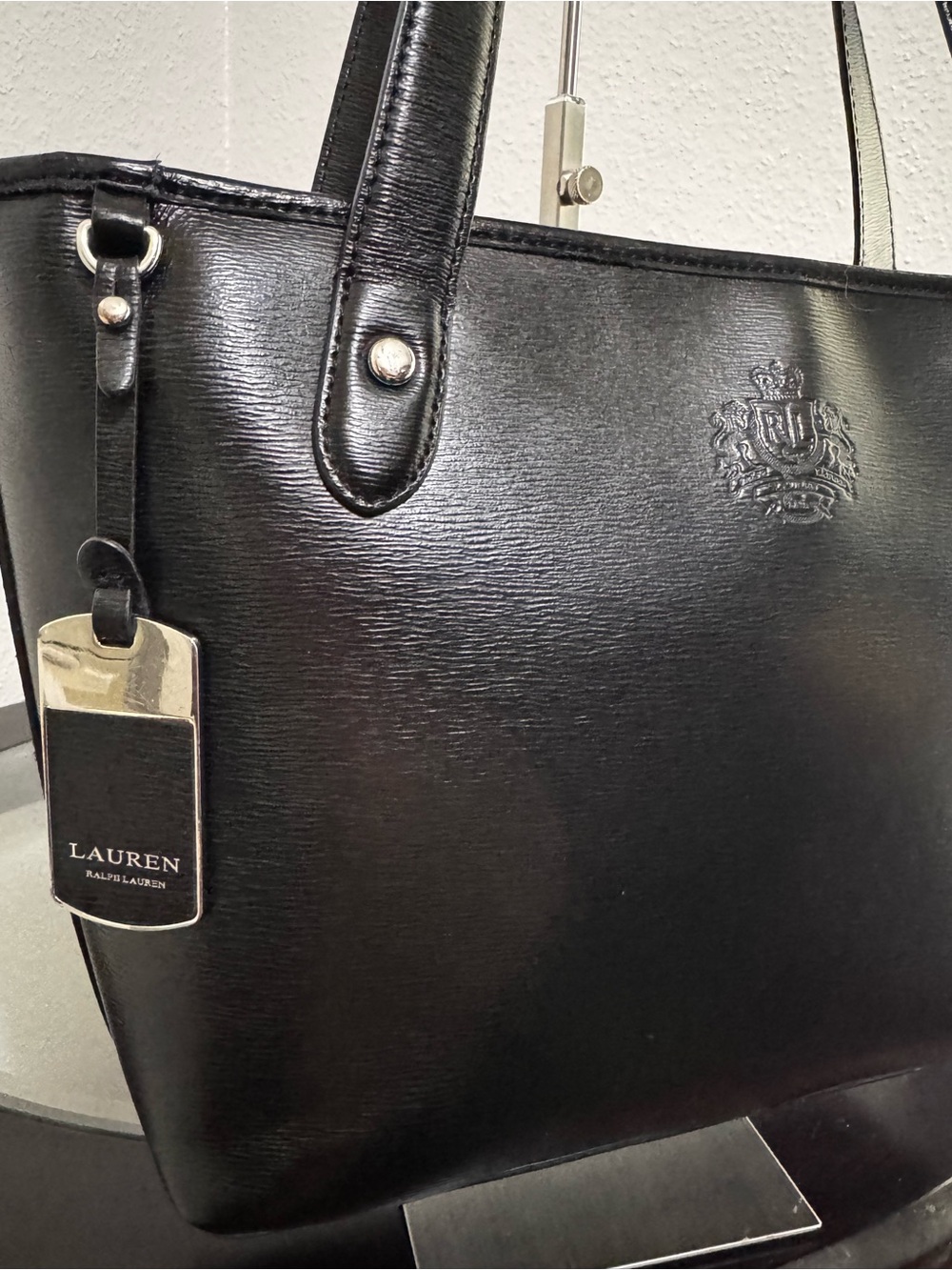 Lauren Ralph Lauren Black Leather Tote Bag - Picture 14 of 15